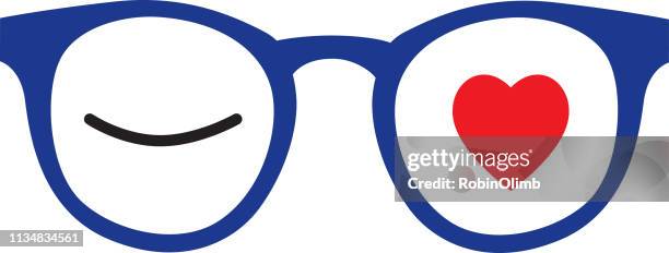 winking heart eyeglasses - winking stock illustrations