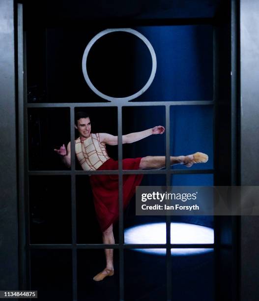 Dancer goes through parts of his routine as he waits for Act 2 to begin during the World Premier of Northern Ballet’s performance of ‘Victoria’ at...