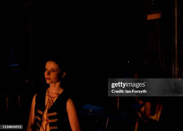 Dancer looks on from the wings as she waits to enter the stage during the World Premier of Northern Ballet’s performance of ‘Victoria’ at Leeds Grand...