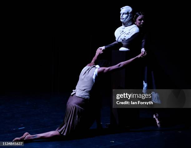 First Soloist Abigail Prudames as Victoria clings to a bust of Prince Albert as she dances during the World Premier of Northern Ballet’s performance...