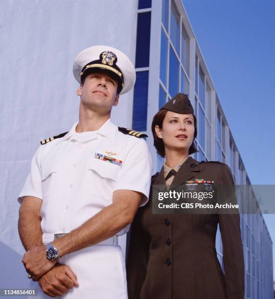 David James Elliott stars as Lt. Cmdr. Harmon "Harm" Rabb and Catherine Bell stars as Lt. Col Sarah "Mac" MacKenzie on JAG.