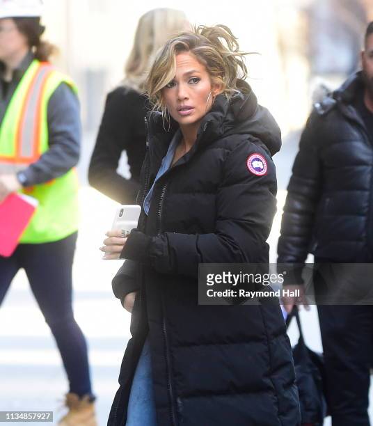Singer Jennifer Lopez is seen on the set of the 'Hustlers on April 4, 2019 in New York City.