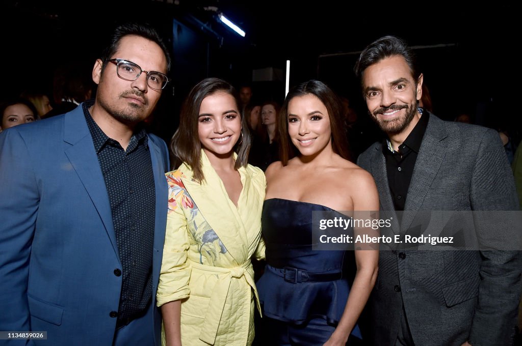Michael Peña, Isabela Moner, Eva Longoria, and Eugenio Derbez attend