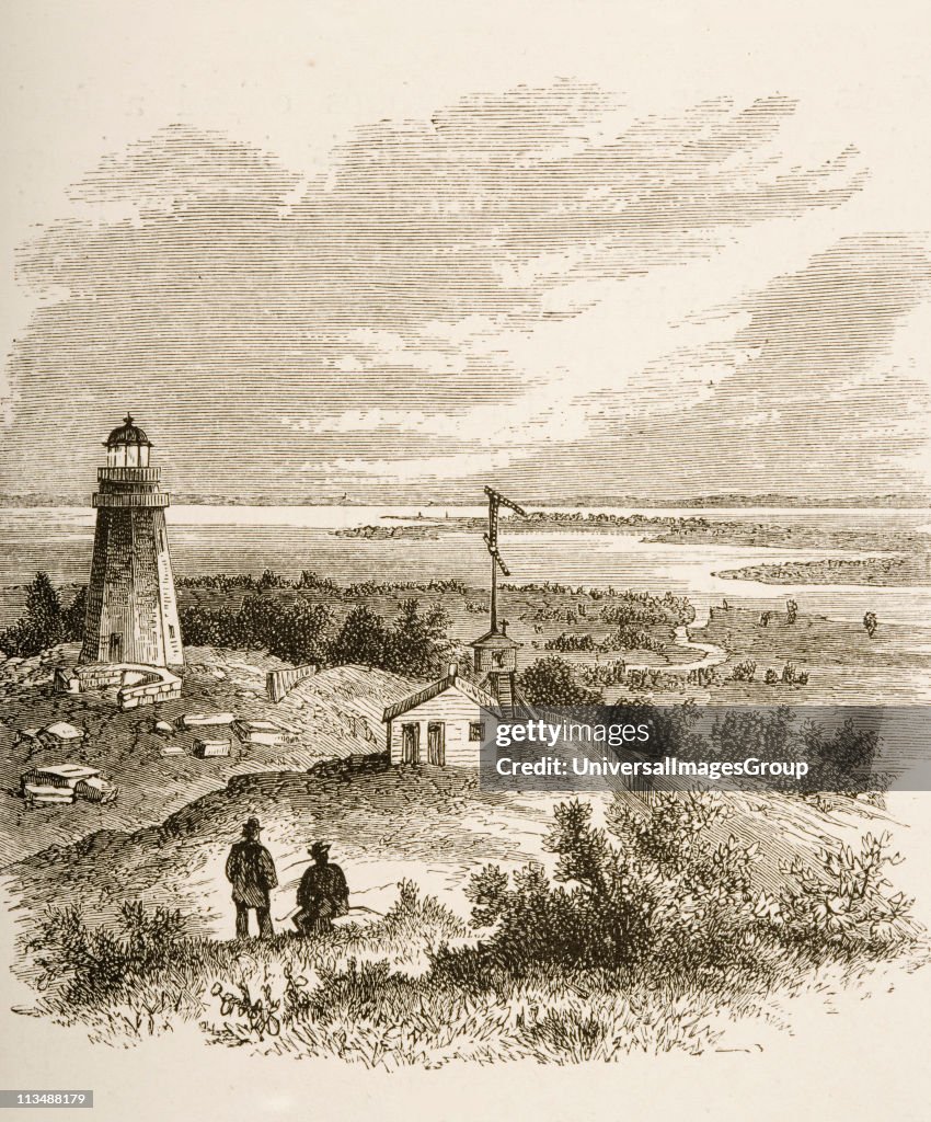 Sandy Hook New Jersey seen from the lighthouse in 1870s. From American Pictures Drawn With Pen And Pencil by Rev Samuel Manning circa 1880...