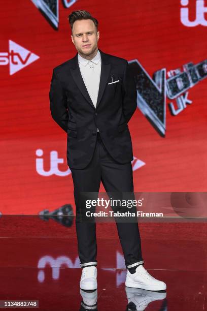 Olly Murs attends The Voice UK Final 2019 photocall at Elstree Studios on April 4, 2019 in Borehamwood, England.