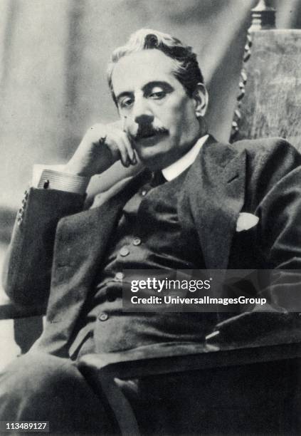 Giacomo Puccini in 1910. Italian composer, mainly of opera. After a photograph.