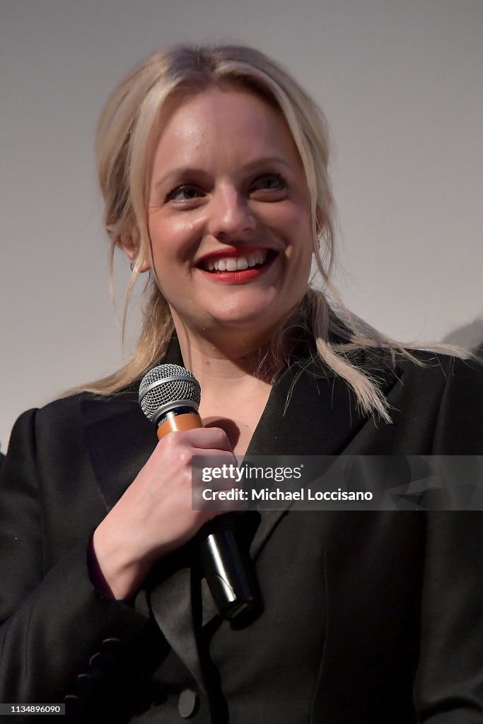 Actress Elisabeth Moss takes part in a Q&A following the premiere of