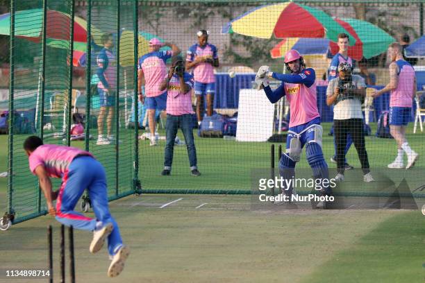 Rajasthan Royals batsman Ashton Turner during the practice session ahead the Indian Premier league IPL 2019 match against Kolkata Knight Riders in...