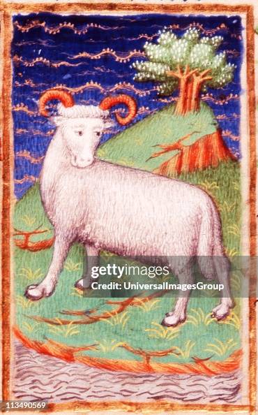 March. Astrological Sign Of Aries, The Ram. From The Bedford Hours