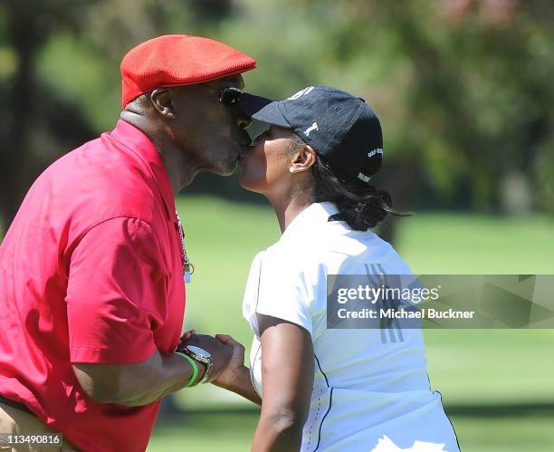 Actor Michael Clarke Duncan and Omarosa attend the Fourth Annual George Lopez Celebrity Golf Classic benefitting the Lopez Foundation at Riviera...