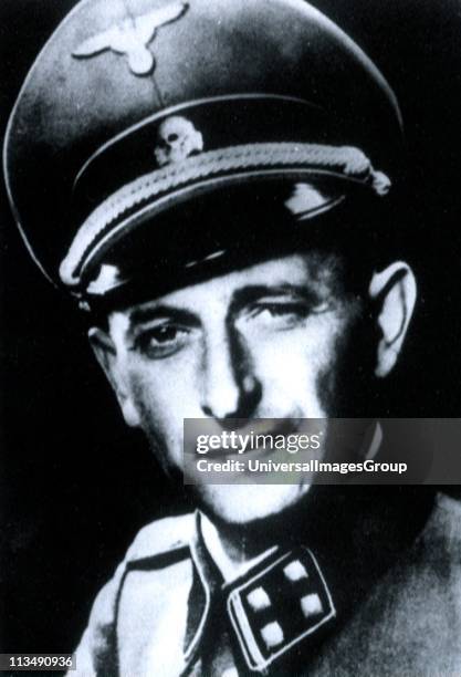 German-Austrian SS leader and war criminal, Adolf Eichmann in his SS-Obersturmbannführer uniform, circa 1942. The portrait is thought to be...