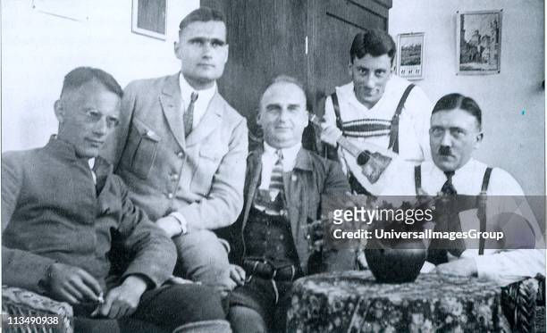 Adolf Hitler with Nazi leaders including Rudolf Hess, second from left, c1923.