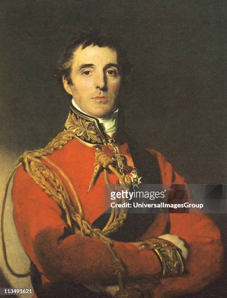 Arthur Wellesley, lst Duke of Wellington Anglo-Irish soldier and statesman. British Prime Minister 1827. Portrait after Thomas Lawrence, 1828....