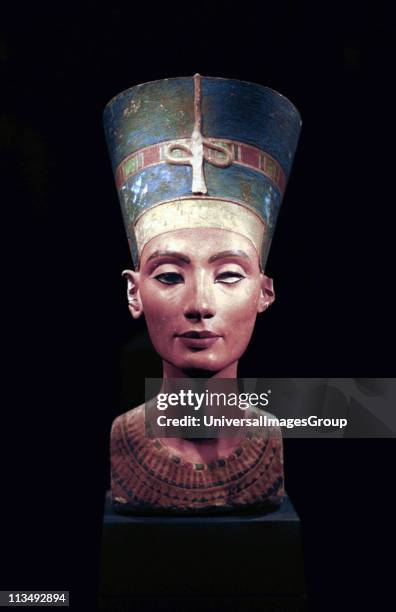 Bust of Nefertiti Great Royal Wife to the Egyptian Pharaoh Akhenaten. Nefertiti and her husband were known for a religious revolution. They started...