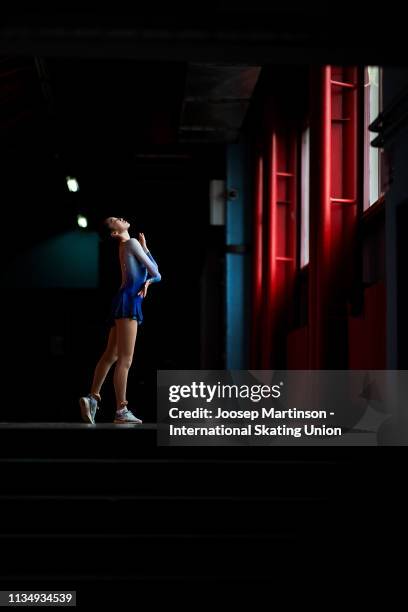 Ting Cui of the United States poses for a photo ahead of the Gala Exhibition during day 5 of the ISU World Junior Figure Skating Championships Zagreb...