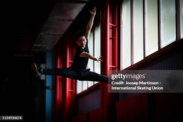 Tomoki Hiwatashi of the United States poses for a photo ahead of the Gala Exhibition during day 5 of the ISU World Junior Figure Skating...