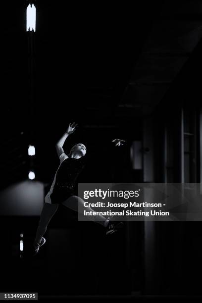 Alexandra Trusova of Russia poses for a photo ahead of the Gala Exhibition during day 5 of the ISU World Junior Figure Skating Championships Zagreb...