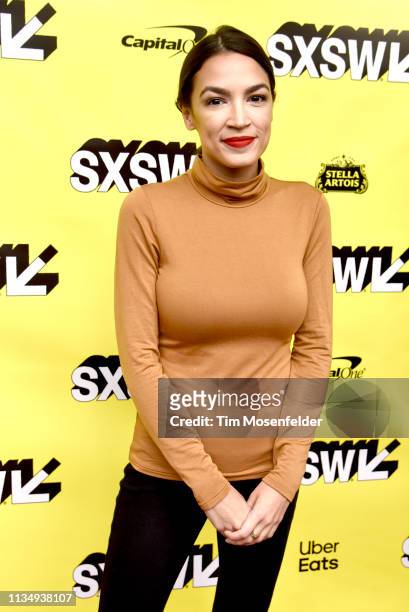 Alexandria Ocasio-Cortez attends the premiere of "Knock Down This House" during the 2019 SXSW Conference And Festival at the Paramount Theatre on...