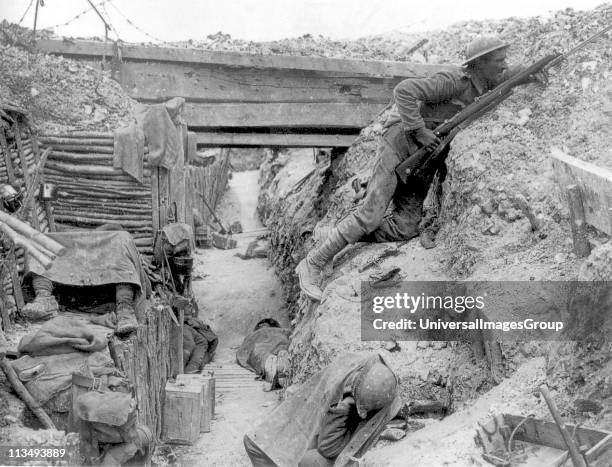 Cheshire Regiment in a trench at the Battle of the Somme 1916