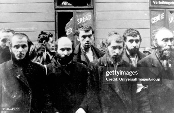 Jewish Rabbis captured taken during the destruction of the Warsaw Ghetto, Poland, 1943.