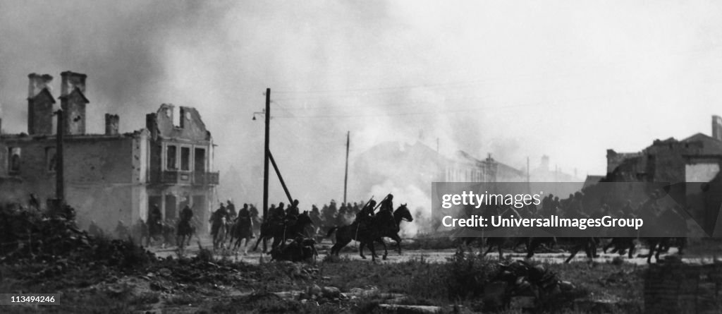 Battle of the Bzura. Polish cavalry in Sochaczew in 1939.World War II...