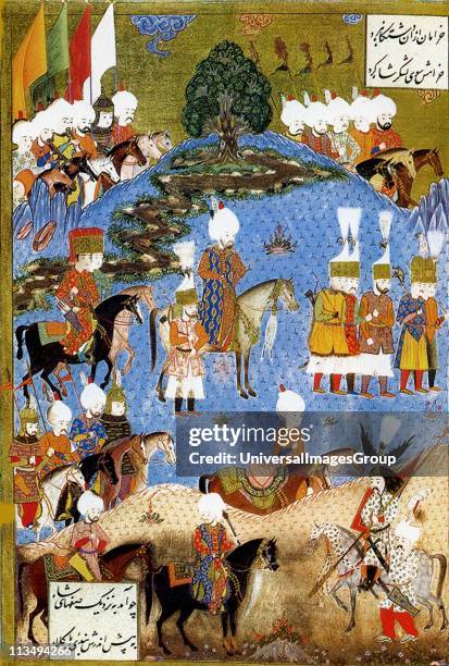 Suleiman I, longest-reigning Sultan of the Ottoman Empire, from 1520 to his death in 1566.Suleiman the magnificent marching with army in Nakhichevan,...