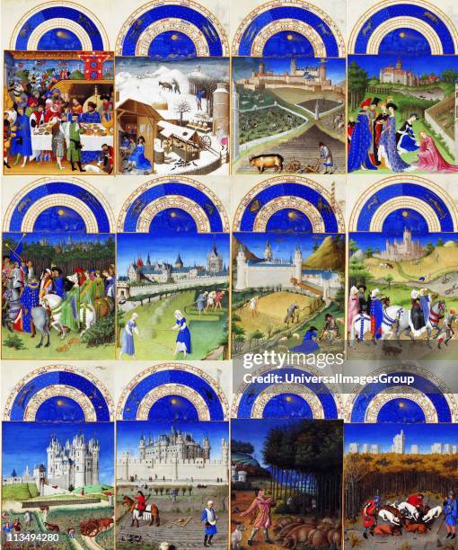 Labours of the months Tres Riches Heures 1413-1416, the Duc de Berry. Illumination on parchment, Chantilly, Musee Conde