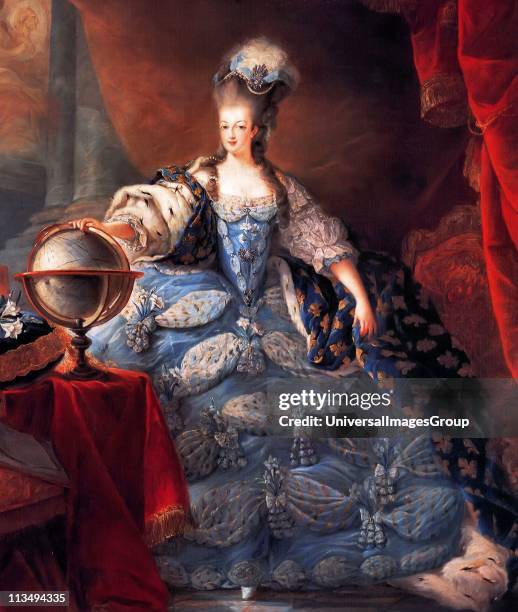Marie Antoinette, Queen of France, in coronation robes by Jean-Baptiste Gautier Dagoty, 1775. Maria Antoinette 1755 - 1793)