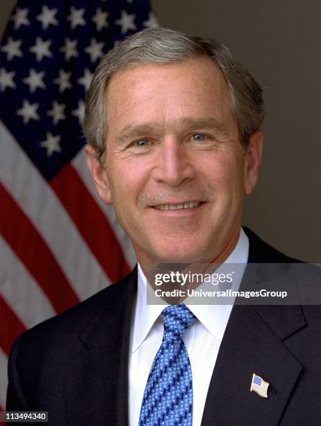 George Walker Bush 43rd President of the United States 2001-2009. 46th Governor of Texas 1995-2000. Head-and-shoulders portrait with...