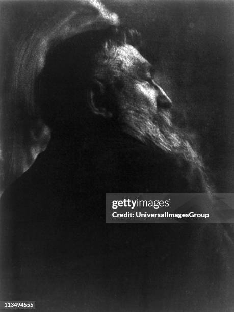 Portrait photograph of French sculptor Auguste Rodin by Gertrude Kasebier , 1905.