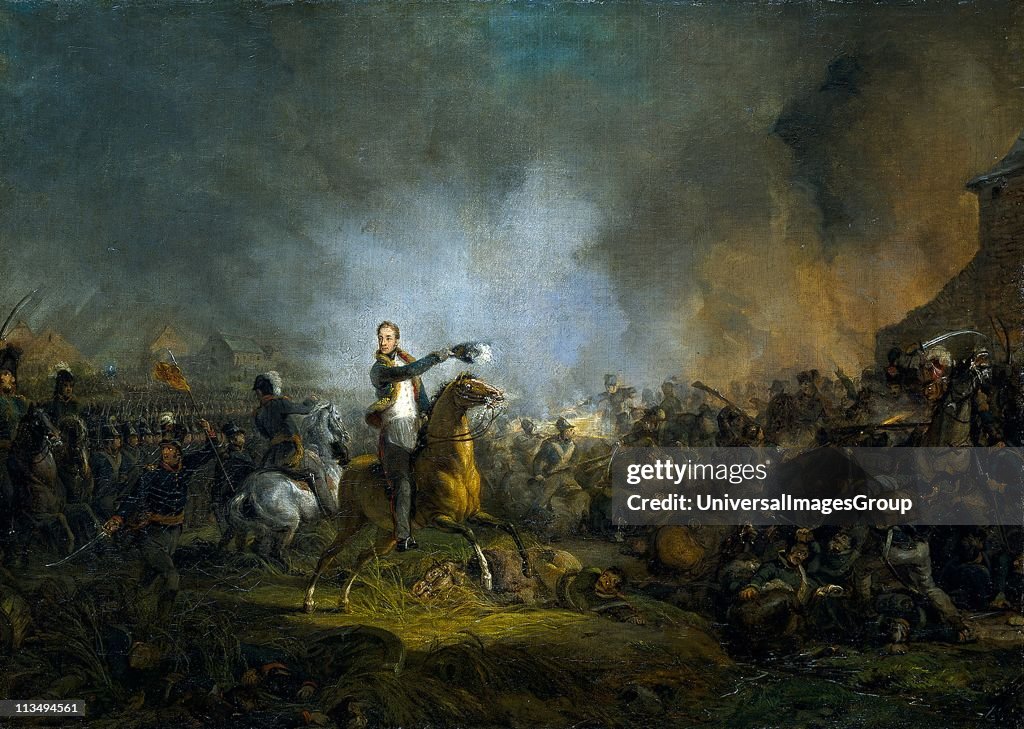 The Prince of Orange at the Battle of Quatre Bras, 16 June 1815. Painted in 1817 - 1818, by Jan Willem Pieneman,...