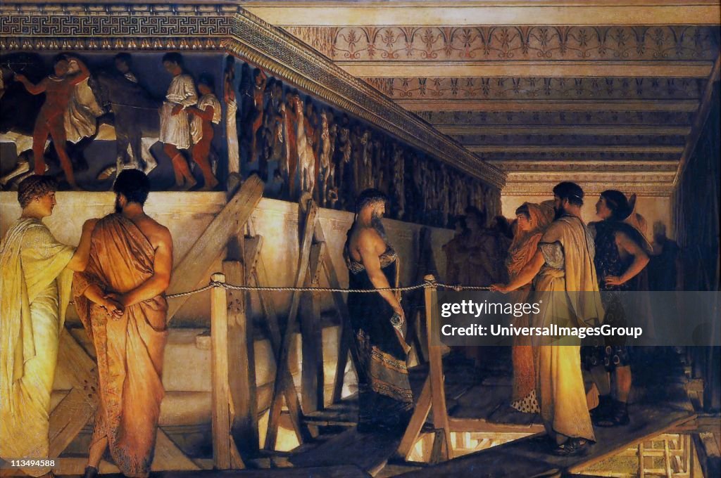 Sir Lawrence Alma-Tadema, Phidias showing the Parthenon Frieze to his Friends, Sir Lawrence Alma-Tadema(8 January 1836 - 25 June 1912) was one of the most renowned painters of late nineteenth-century Britain.