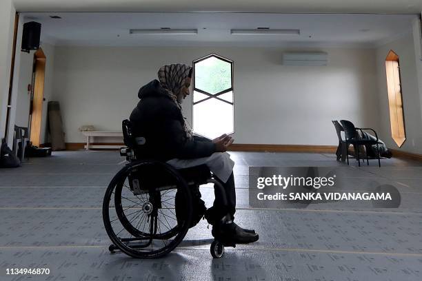 Farid Ahmed, a survivor of the twin mosque massacre, offers prayers inside the Al Noor mosque, one of the mosques where some 50 people were killed by...