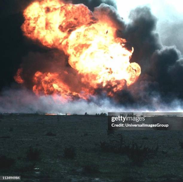 Burning oilfield during Operation Desert Storm, Kuwait Date Cropped from an undated