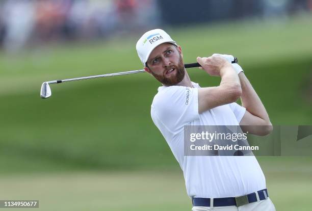 Chris Kirk of the United States plays his second shot on the par 4, first hole during the final round of the 2019 Arnold Palmer Invitational at the...