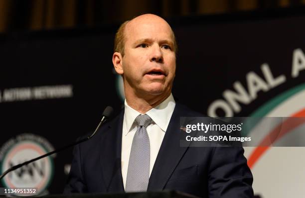 Representative John Delaney seen speaking at the National Action Network National convention in New York City, NY.