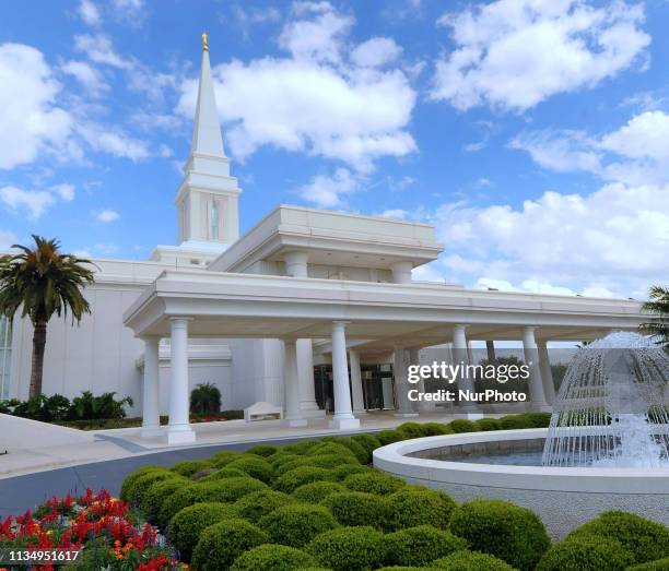 The Orlando, Florida Temple of the Church of Jesus Christ of Latter-Day Saints is seen on April 4 the day the Mormon church announced it was...