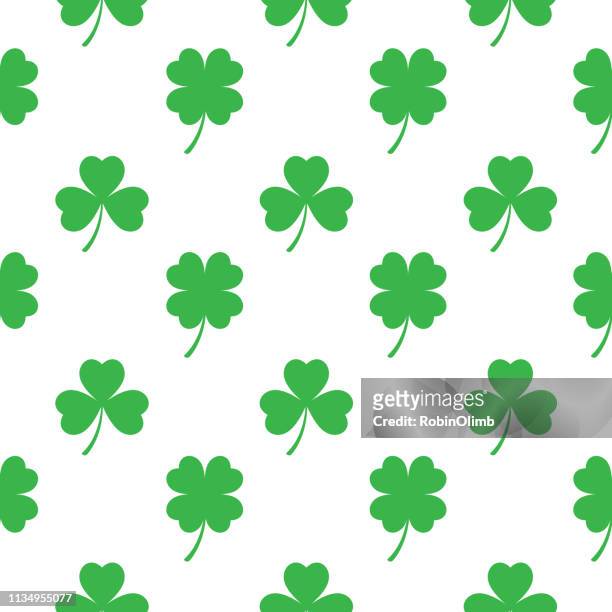 three and four leaf clover seamless pattern - four leaf clover stock illustrations