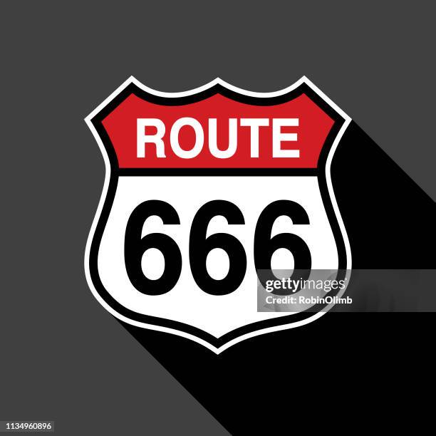 strecke 666 schild - route 66 stock-grafiken, -clipart, -cartoons und -symbole