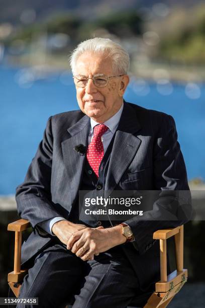 Mario Monti, former Italian prime minister, speaks during a Bloomberg Television interview at the 30th edition of "The Outlook for the Economy and...