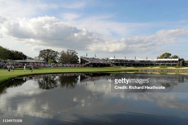 General view of the 18th hole is seen during the final round of the Arnold Palmer Invitational Presented by Mastercard at the Bay Hill Club on March...