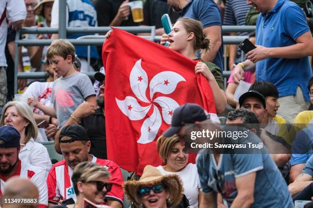 Fan of Hong Kong shows their support on day one of the Cathay Pacific/HSBC Hong Kong Sevens at the Hong Kong Stadium on April 5, 2019 in Hong Kong.