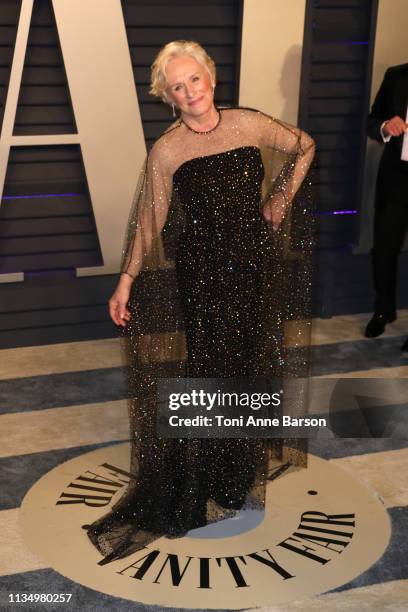 Glenn Close attends the 2019 Vanity Fair Oscar Party hosted by Radhika Jones at Wallis Annenberg Center for the Performing Arts on February 24, 2019...