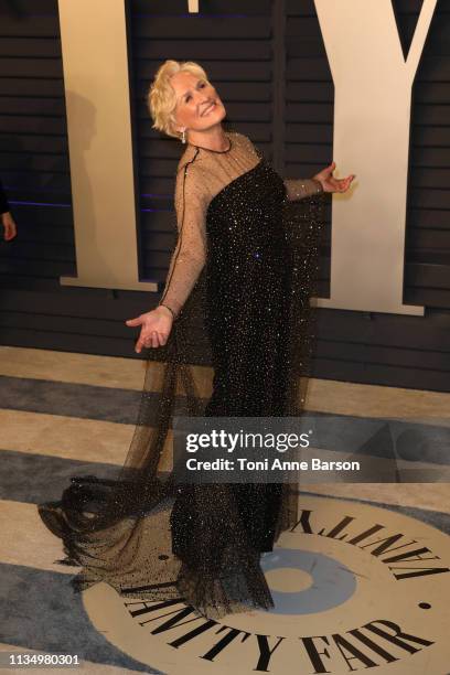 Glenn Close attends the 2019 Vanity Fair Oscar Party hosted by Radhika Jones at Wallis Annenberg Center for the Performing Arts on February 24, 2019...