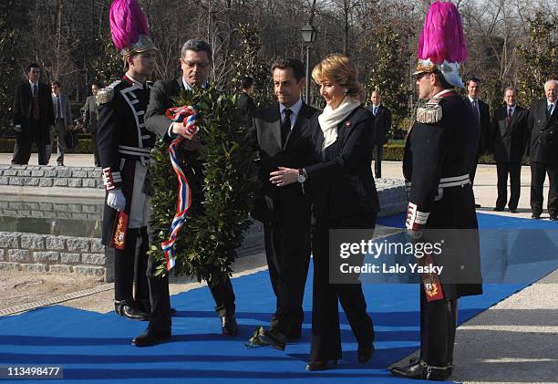 Mayor Alberto Ruiz Gallardon, Nicolas Sarkozy and Esperanza Aguirre Pay Homage to March 11th 2004 Terrorists Attacks Victims