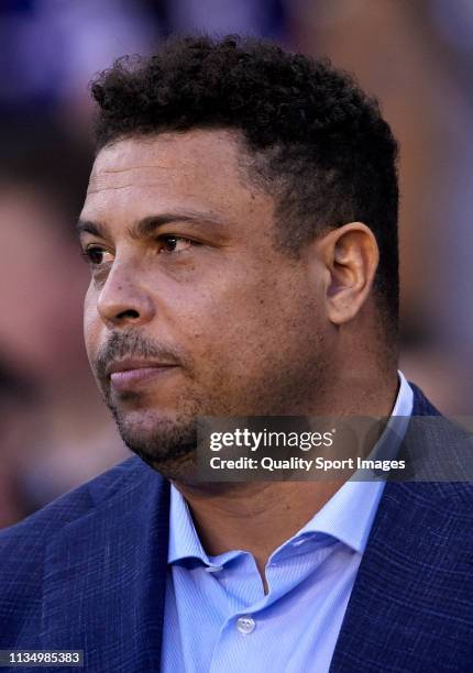 Ronaldo Nazario, President of Real Valladolid looks on prior to the La Liga match between Real Valladolid CF and Real Madrid CF at Jose Zorrilla on...