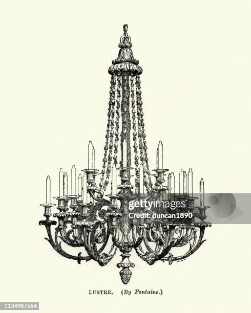 victorian decor, chandelier lustre - chandelier stock illustrations