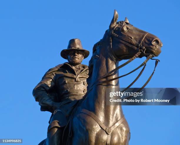 close-up of ulysses s. grant memorial equestrian statue in washington, dc - ulysses s grant statue stock pictures, royalty-free photos & images