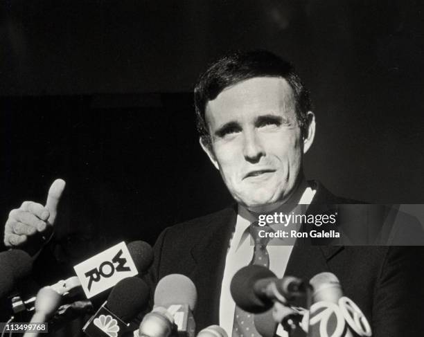 Rudolph Giuliani during Rudolph Giuliani Announces Ivan Boesky's Jail Sentence for Inside Trading at Federal Courthouse in New York City, New York,...