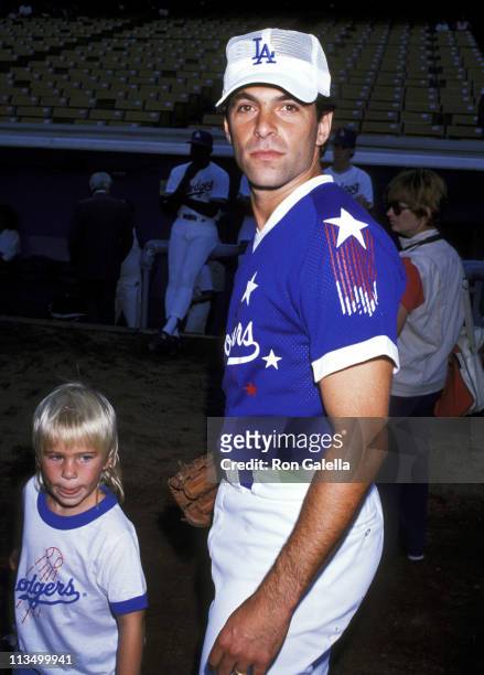 Ken Olin and son Clifford Olin during Hollywood All Star Charity Baseball Game - August 26, 1989 at Dodgers Stadium in Los Angeles, California,...